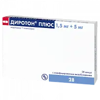 Купить: Диротон Плюс 1,5 мг + 5 мг 28 шт капсулы с модифицированным высвобождением