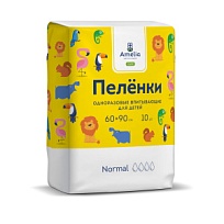 Купить: Amelia 60 х 90 см 10 шт пеленки одноразовые впитывающие для детей