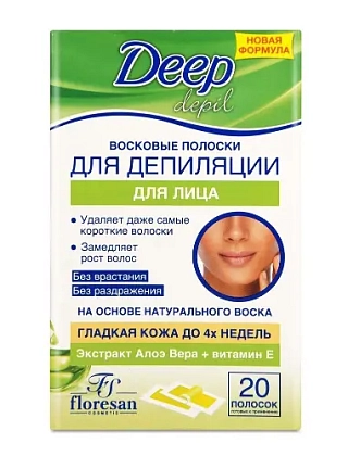 Купить Floresan 20 шт полоски восковые для депиляции для лица  с алоэ вера