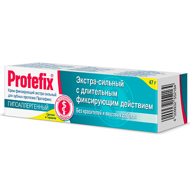 Купить Protefix 40 мл крем фиксирующий для зубных протезов экстра-сильный гипоаллергенный