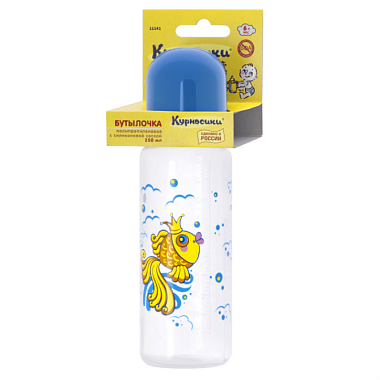 Купить Курносики 250 мл бутылочка с силиконовой соской золотая рыбка 0+