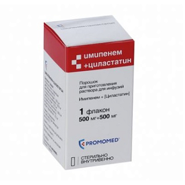 Купить Имипенем + Циластатин 500 мг + 500 мг 1 шт порошок для приготовления раствора для инфузий флакон