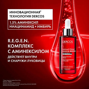 Купить Vichy Dercos Aminexil Regen Booster 90 мл сыворотка-спрей для укрепления и роста волос против выпадения и алопеции