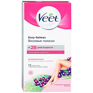 Купить Veet 12 шт полоски восковые для депиляции для нормальной кожи