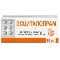 Купить: Эсциталопрам 10 мг 56 шт таблетки покрытые пленочной оболочкой