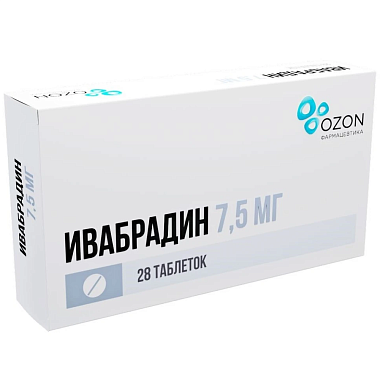 Купить Ивабрадин 7,5 мг 28 шт таблетки покрытые пленочной оболочкой
