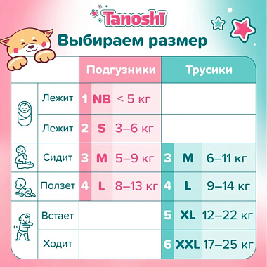 Купить Tanoshi 44 шт трусики-подгузники размер L 9-14 кг