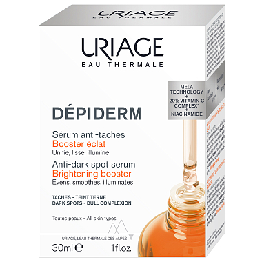 Купить Uriage Depiderm 30 мл сыворотка-бустер против пигментных пятен придающая сияние