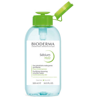 Купить Bioderma Sebium H2O 500 мл вода мицеллярная очищающая флакон-помпа