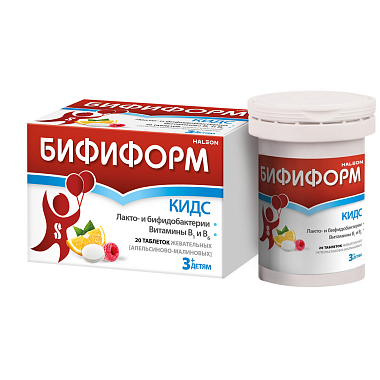 Купить Бифиформ Кидс 20 шт таблетки жевательные апельсиново-малиновые