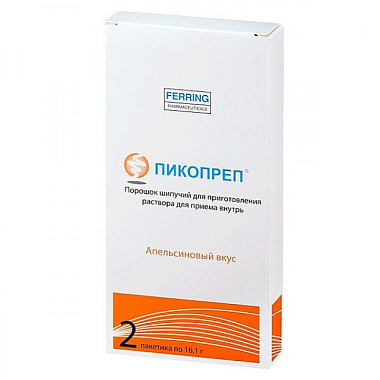 Купить Пикопреп 2 шт порошок для приготовления раствора для приема внутрь шипучий пак апельсин