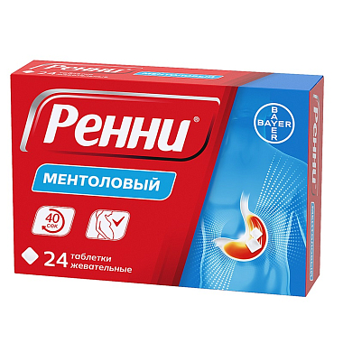 Купить Ренни 24 шт жевательные таблетки ментол