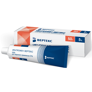 Купить Ибупрофен-Вертекс 5 % 50 г гель для наружного применения туба