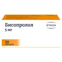 Купить: Бисопролол 5 мг 30 шт таблетки покрытые пленочной оболочкой