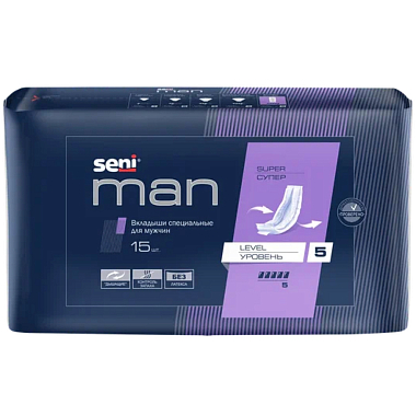 Купить Seni Man Super Level 5 15 шт вкладыши урологические для мужчин