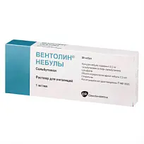 Купить: Вентолин Небулы 1мг/мл 2,5мл 20 шт раствор для ингаляций