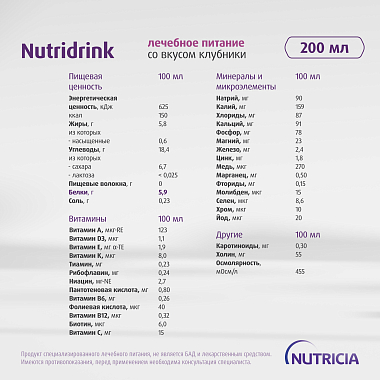 Купить Нутридринк 200 мл напиток для энтерального питания клубника