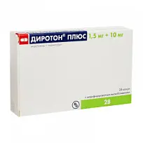 Купить: Диротон Плюс 1,5 мг + 10 мг 28 шт капсулы с модифицированным высвобождением