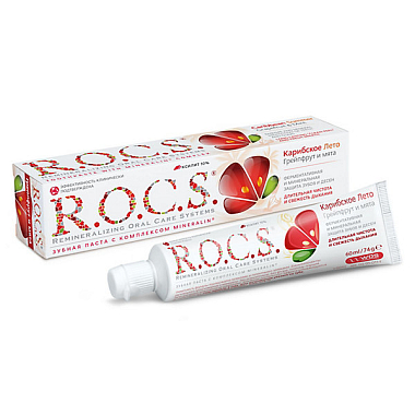 Купить Rocs зубная паста 74 г грейпфрут-мята карибское лето