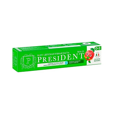 Купить PresiDent Baby 30 мл зубная паста детская 0-3 лет сочное яблоко со фтором