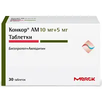 Купить: Конкор АМ 10 мг + 5 мг 30 шт таблетки