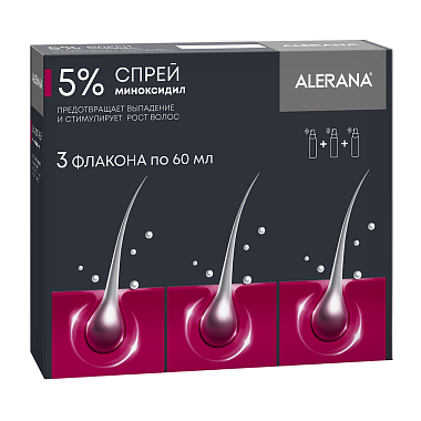Купить Alerana 5 % 60 мл 3 шт спрей для наружного применения от выпадения волос