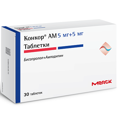 Купить Конкор АМ 5 мг + 5 мг 30 шт таблетки