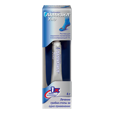 Купить Ламизил Уно 1% 4 г раствор для наружного применения