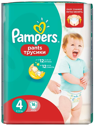 Купить Pampers Pants 16 шт трусики-подгузники размер 4 (9-15 кг)