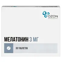 Купить: Мелатонин 3 мг 30 шт таблетки покрытые пленочной оболочкой