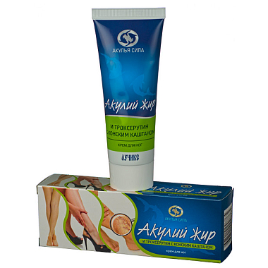 Купить Акулий жир и Троксерутин с конским каштаном 75 мл крем для ног от отечности тонизирующий с охлаждающим эффектом