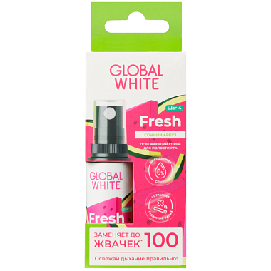 Купить Global White Fresh 15 мл спрей для полости рта освежающий сочный арбуз