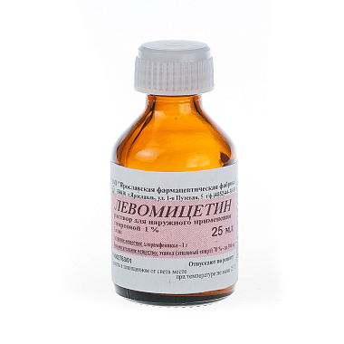 Купить Левомицетин 1% 25 мл раствор для наружного применения спиртовой флакон