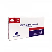 Купить: Кветиапин-Канон 25 мг 60 шт таблетки покрытые пленочной оболочкой