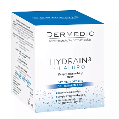 Купить Dermedic Hydrain3 Hialuro 50 мл крем дневной глубоко увлажняющий SPF15