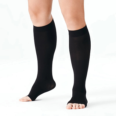 Купить НикаМед чулки до колена компрессионные 2 класс размер 4 черные с открытым мыском