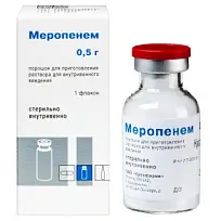 Купить: Меропенем 500 мг 1 шт порошок для приготовления раствора для внутривенного введения флакон