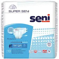 Купить: Seni Super подгузники 10 шт размер L 6 капель