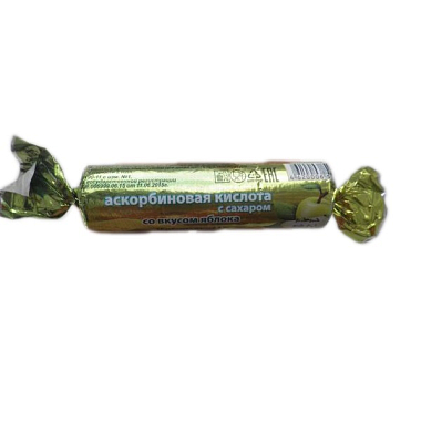 Купить Аскорбиновая кислота с сахаром 10 шт таблетки крутка вкус яблоко
