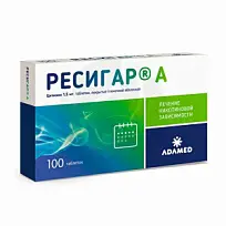 Купить: Ресигар А 1,5 мг 100 шт таблетки покрытые пленочной оболочкой