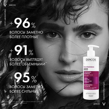 Купить Vichy Dercos Densi-Solutions 400 мл шампунь уплотняющий и очищающий  для густоты и объема истонченных волос с салициловой кислотой