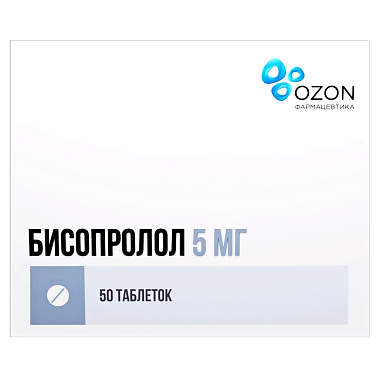 Купить Бисопролол 5 мг 50 шт таблетки покрытые пленочной оболочкой