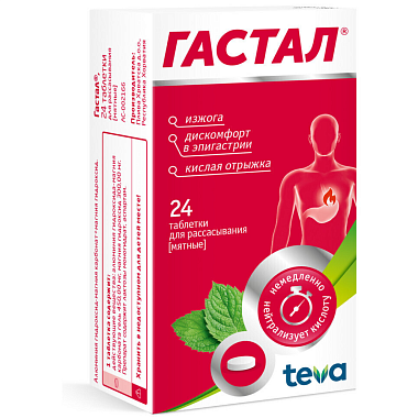 Купить Гастал 24 шт таблетки для рассасывания мята
