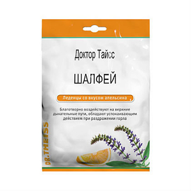 Купить Доктор Тайсс 50 г леденцы от кашля шалфей и апельсин