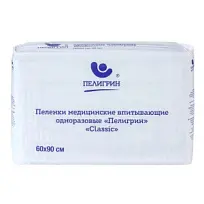 Купить: Пелигрин Классик 90 см x 60 см 10 шт пеленки впитывающие одноразовые
