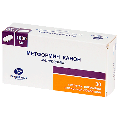 Купить Метформин-Канон 1000 мг 30 шт таблетки покрытые пленочной оболочкой