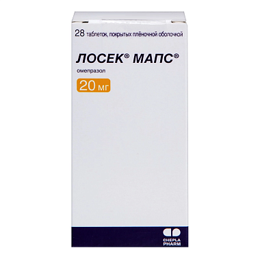 Купить Лосек МАПС 20 мг 28 шт таблетки покрытые пленочной оболочкой