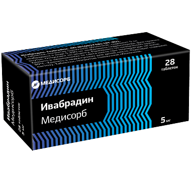 Купить Ивабрадин Медисорб 5 мг 28 шт таблетки покрытые пленочной оболочкой