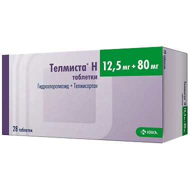 Купить Телмиста Н 12,5 мг + 80 мг 28 шт таблетки