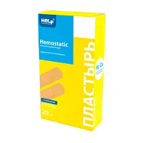 Купить: MedHelp Hemostatic 1,9 см х 7,2 см 20 шт пластырь бактерицидный стерильный кровоостанавливающий с ионами серебра